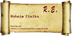 Roheim Etelka névjegykártya